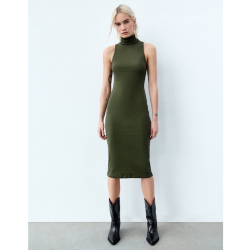 Zara Olive Green Midi Dress